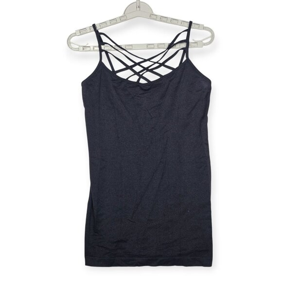 Zenana Womens Long Cami Triple Criss-Cross Straps L / XL Black Nylon/Spandex - Picture 1 of 5